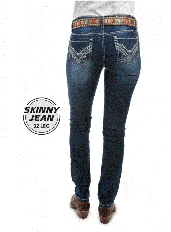PCP2201018 Pure Western Women's Harlee Skinny Jean Trendy Colored Denim Jeans