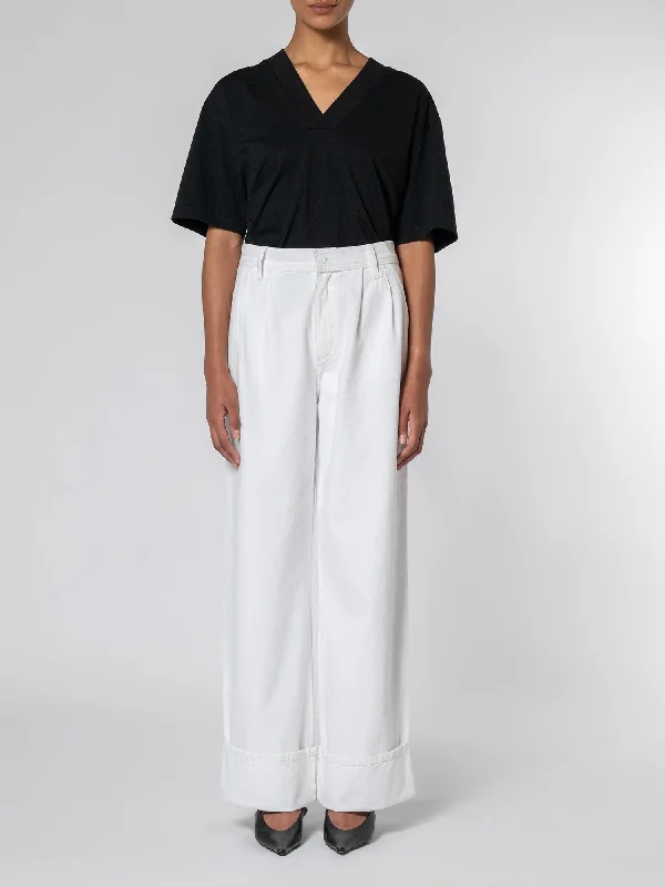 Pleat Jean Cuffed Paper Comfortable Stretch Fit Jeans