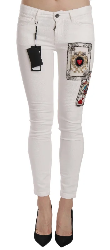 Queen Of Hearts Embellished Skinny Pants Cozy Knit Pants