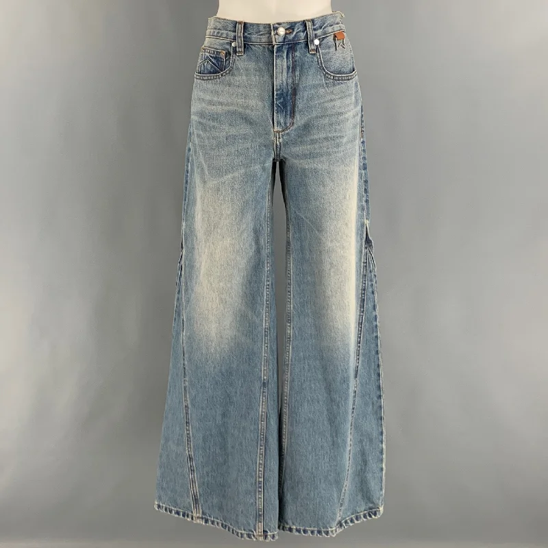 RHUDE Size 27 Blue Cotton Washed Jeans Casual Distressed Denim Jeans