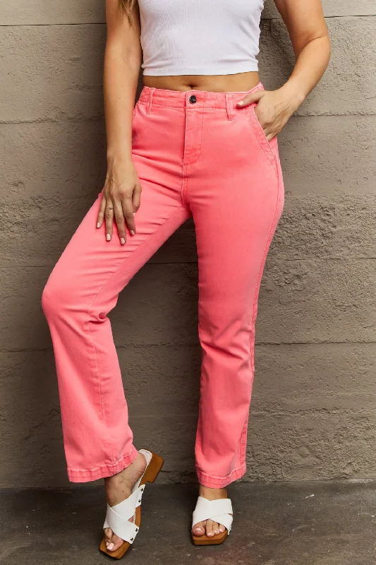 RISEN Kenya Full Size High Waist Side Twill Straight Jeans Cozy Relaxed Fit Denim Jeans