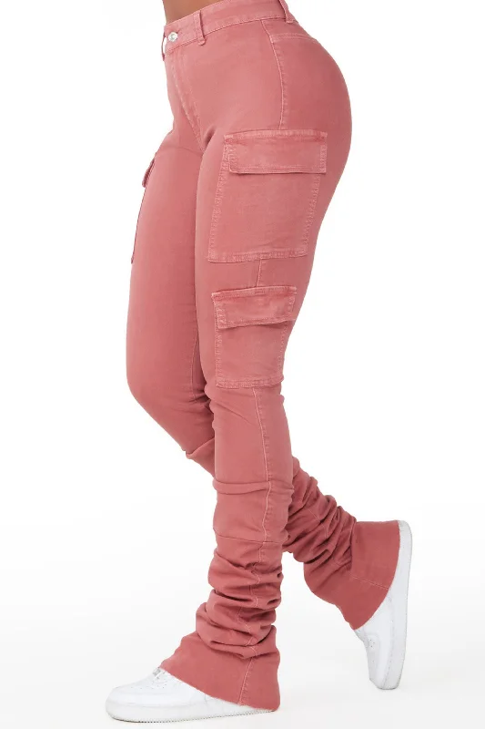 Vixen Rose Cargo Super Stacked Jean Fashionable Bootcut Jeans