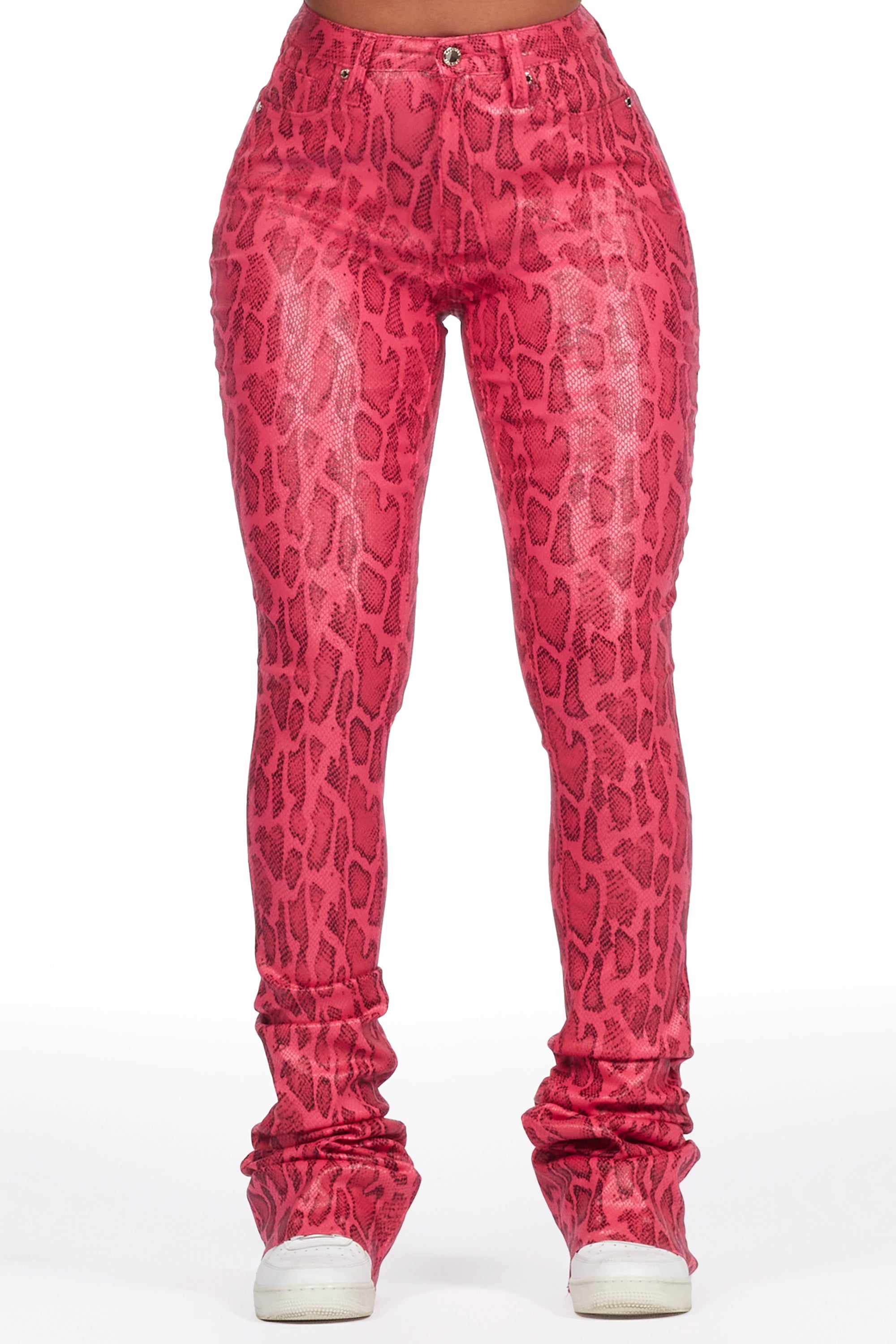 Neriah Pink Snake Super Stacked Pant Classic Straight Pants
