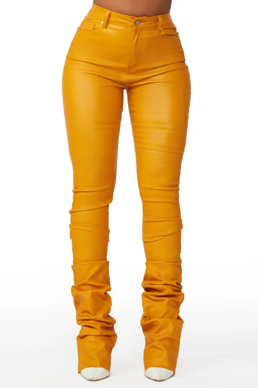 Azalea Gold PU Super Stacked Pant Formal Linen Trousers
