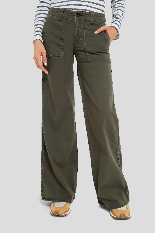 Safari Green Boma Jean Trendy Wide-Legged High-Waist Jeans