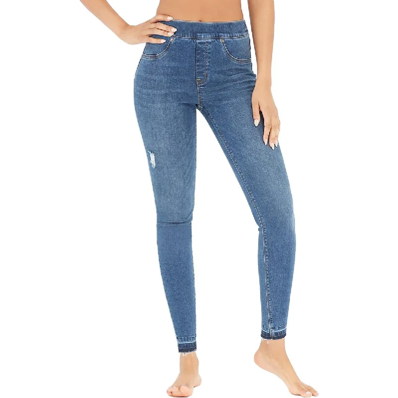 Spanx Womens Distressed Jeggings Skinny Jeans Comfortable Zip-Up Skinny Jeans
