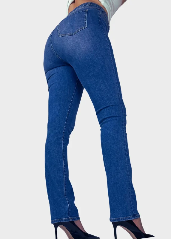 Tall Straight-Leg Jeans Trendy Patchwork Denim Jeans