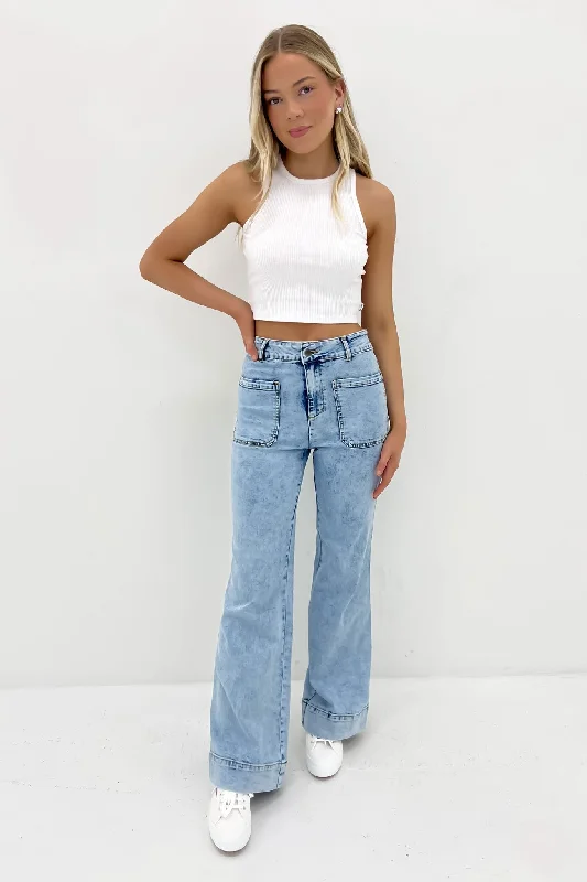 Taylah Jean Light Blue Comfortable Straight-Legged Denim