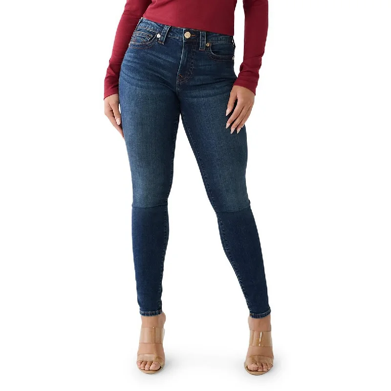 True Religion Womens Jennie Curvy Mid-Rise Dark Wash Skinny Jeans Comfortable Low-Rise Jeans