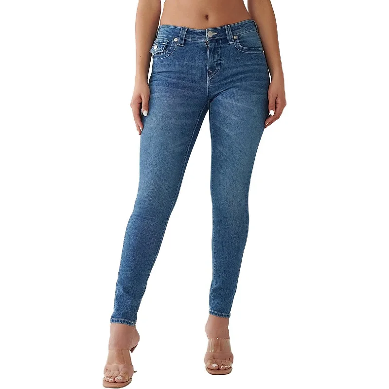 True Religion Womens Jennie Curvy Mid-Rise Medium Wash Skinny Jeans Casual Skinny Fit Jeans
