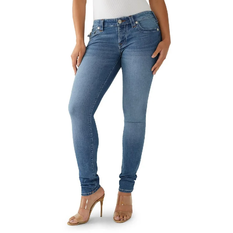 True Religion Womens Stella Low-Rise Medium Wash Skinny Jeans Comfortable Drawstring Waist Jeans