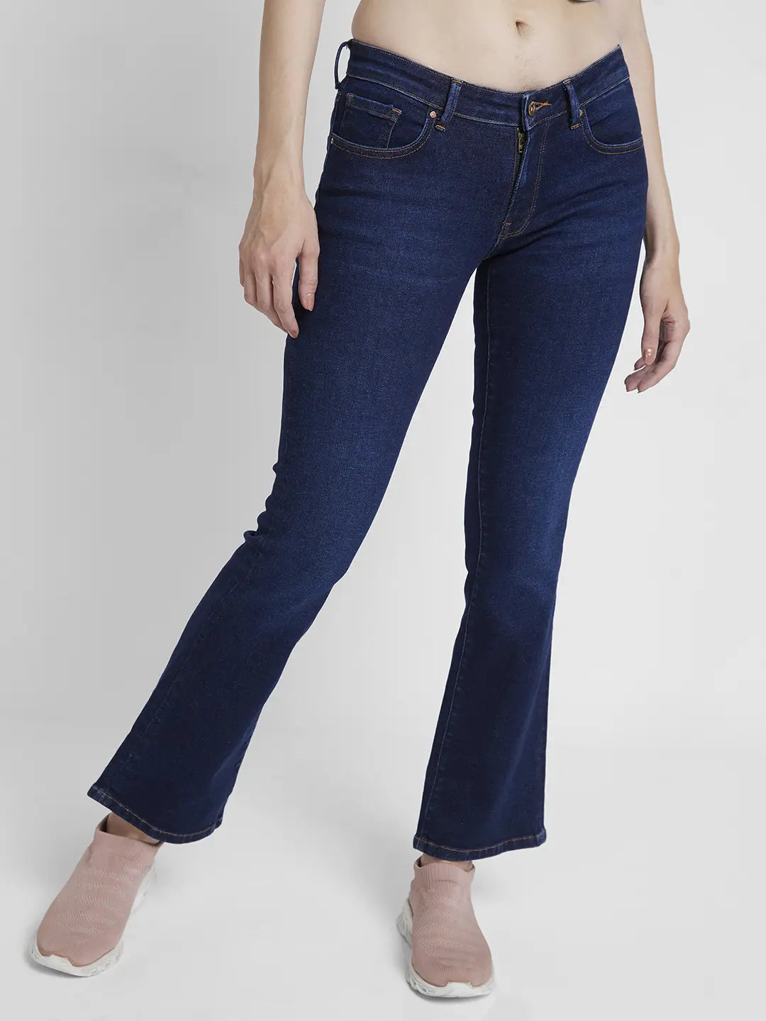 Spykar Women Dark Blue Lycra Bootcut Fit Ankle Length Clean Look Jeans -(Elissa-Low) Cozy Wide-Legged Jeans Spykar Women Dark Blue Lycra Bootcut Fit Ankle Length Clean Look Jeans -(Elissa-Low) Cozy Wide-Legged Jeans