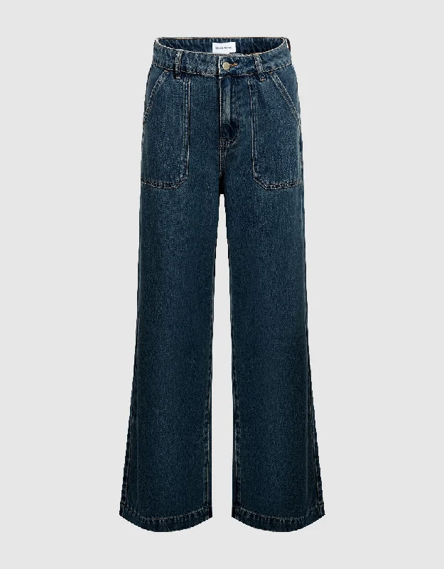 Wide-Leg Jeans Comfortable Full-Length Denim Jeans