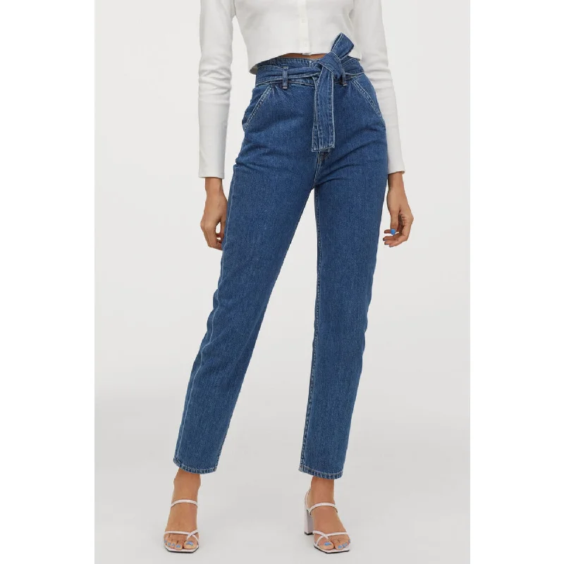 HM Dark Blue Mom Jeans Trendy Classic Fit Jeans