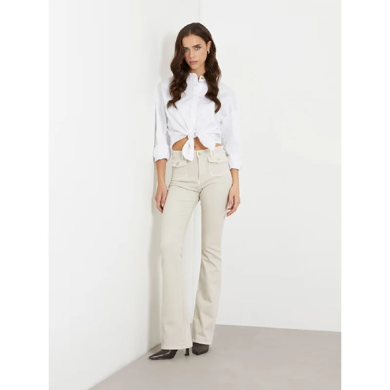 Cream High Rise Flare Jeans Trendy Flared Leg Jeans