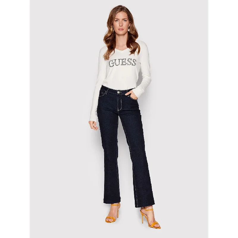 Rinse Wash Mid Rise Boot Cut Jeans Casual Wide-Legged Denim Jeans