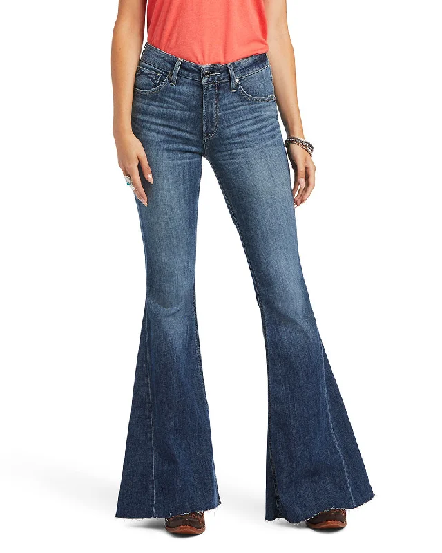 Women's R.E.A.L. High Rise Kalani Extreme Flare Jeans Trendy Vintage Denim Jeans