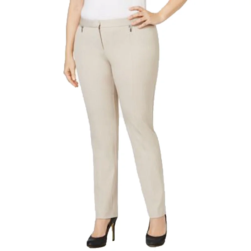 Alfani Beige Tummy Control Slim Leg Pants Plus Size Cozy Jogger Leggings