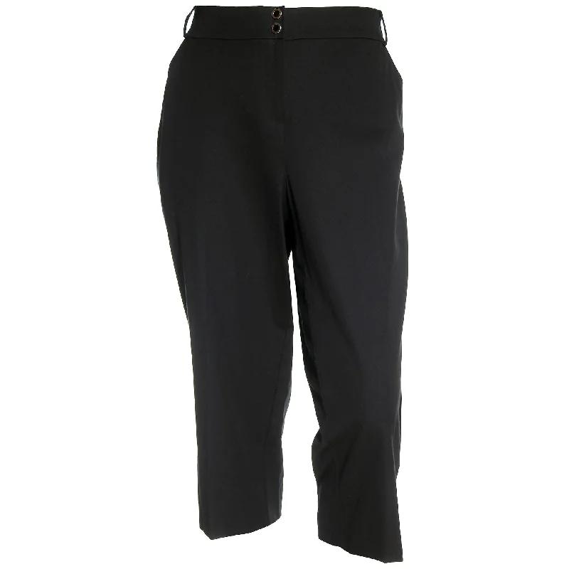 Alfani Black Comfort Waist Stretch Capri Pants Comfortable Fleece Pants
