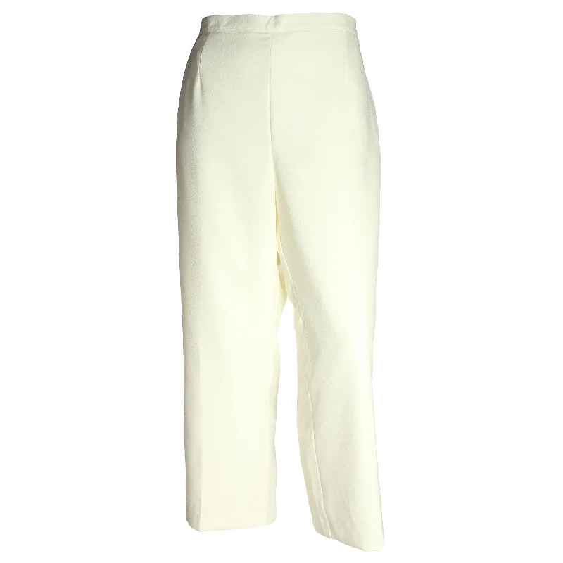 Alfred Dunner Ivory Pull On Flat Front Pants Comfortable Pleated Pants