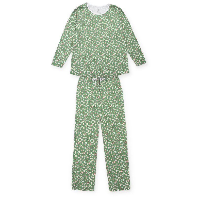 Audrey Women's Longsleeve Top Pant Set | Retro Ornaments Stretch Fit Pants