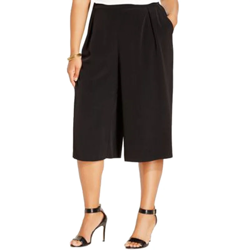 Calvin Klein Black Side Zip Gaucho Pants Plus Size High-Waist Yoga Pants