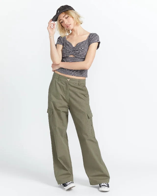 Cargstone Pants - Army Green Combo Classic Pleated Pants