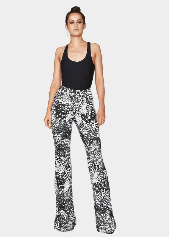 Celeta Pant - Limited Edition Feather Print Denim Relaxed Fit Trousers