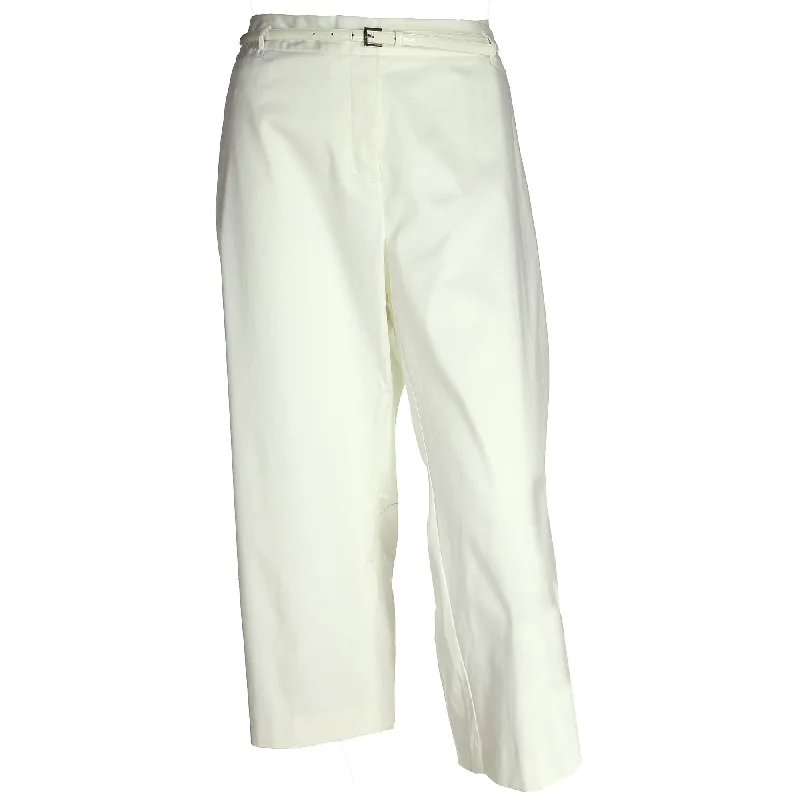 Charter Club White Classic Fit Tummy Control Belted Ankle Pants Plus Size Trendy Printed Leggings