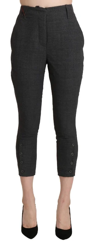 Ermanno Scervino  High Waist Capri Cropped Cotton Women's Pants Comfortable Wide-Leg Pants