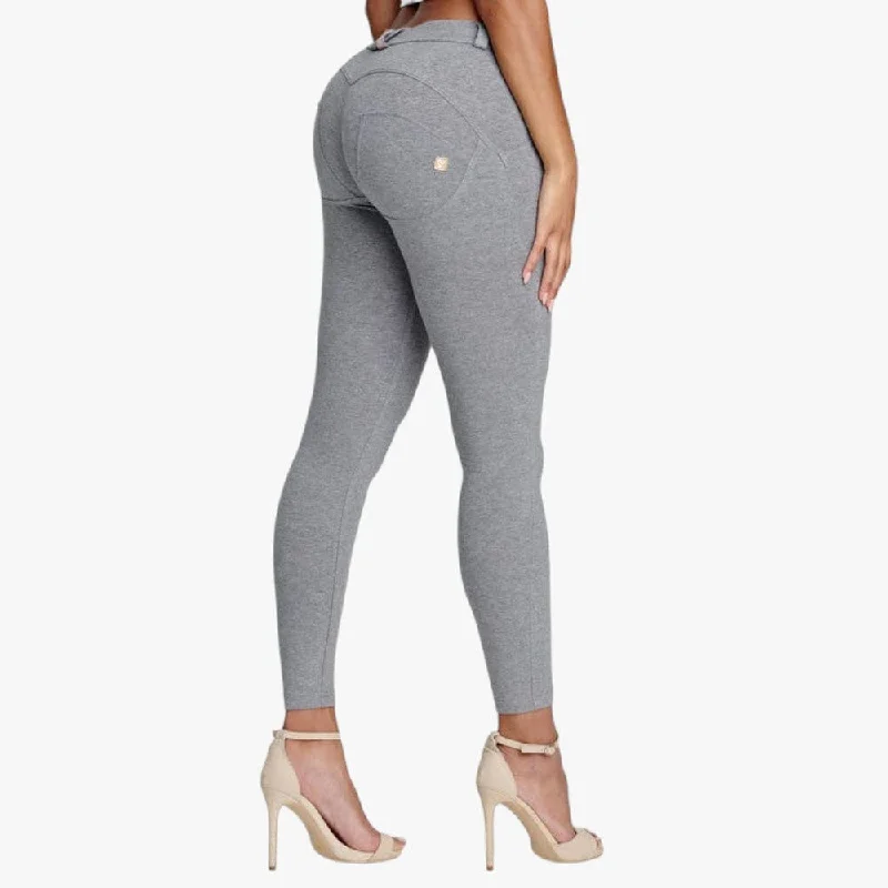Freddy Womens  Grey Melange Regular 7/8 Cotton Pants Casual Plaid Pants
