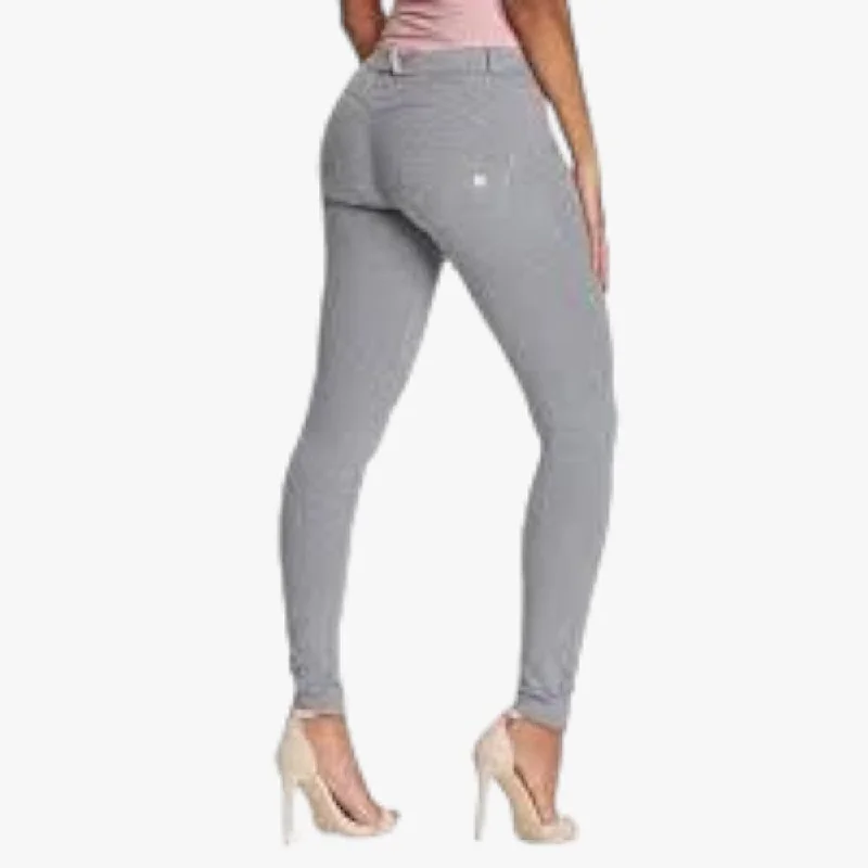 Freddy Womens  Grey Melange Regular Cotton Pants Formal Wide-Leg Pants