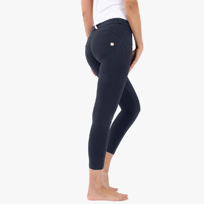 Freddy Womens  Navy Regular Waist 7/8 Length Cotton Pant Trendy High-Waist Trousers