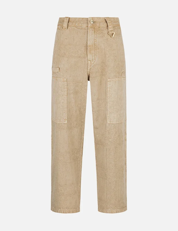 Garment Dyed Paisley Jacquard and Multi-Pocket Relax Fit Pants Modern Skinny Pants