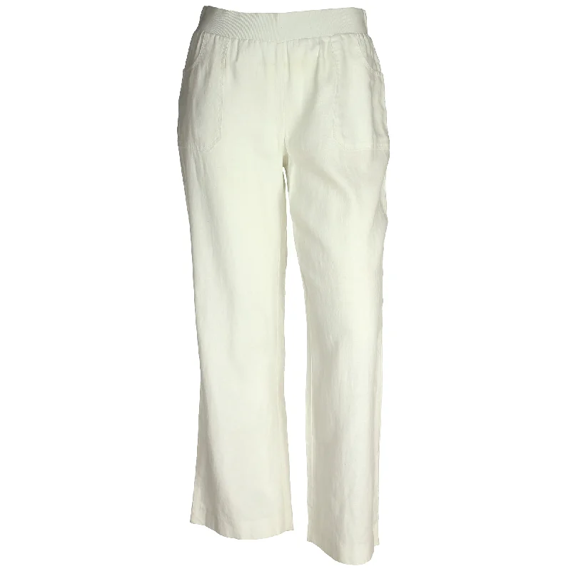 INC White Pull on Linen Pants Plus Size Trendy High-Waist Trousers