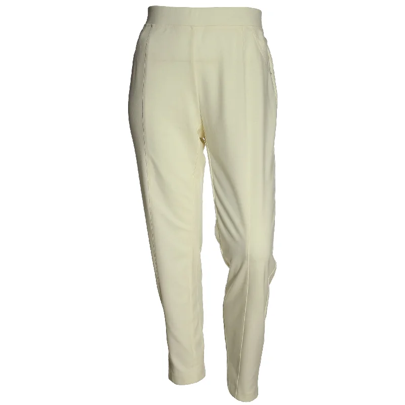 JM Collection Ivory Pull-On Straight Leg Pants Fashionable Button-Up Pants