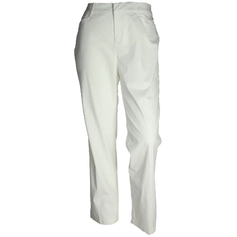 JM Collection White Comfort Waist Tummy Slimming Pants Relaxed Lounge Trousers
