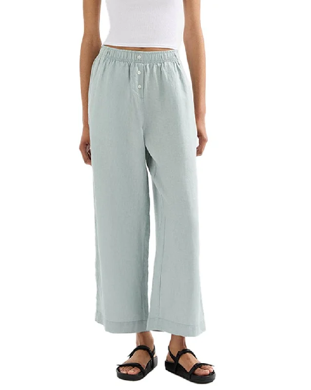 Lounge Linen Crop Pant Classic Pleated Pants