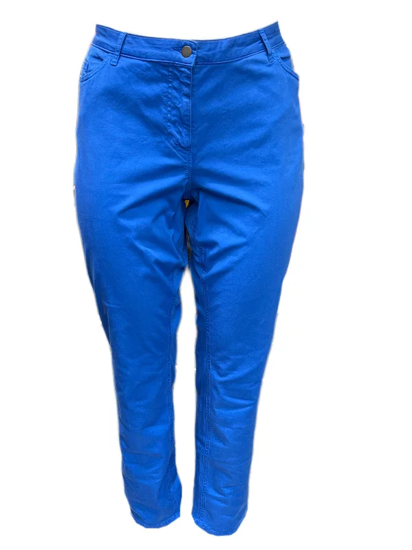 Marina Rinaldi Women's Blue Riace Straight Leg Pants NWT Casual Wide Pants