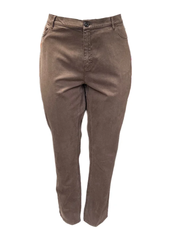 Marina Rinaldi Women's Brown Ranch Straight Leg Pants NWT Elegant Palazzo Trousers