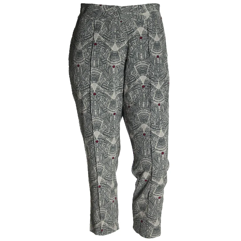 Melissa McCarthy Seven7 Gray Print Cropped Pants Formal Stretch Pants