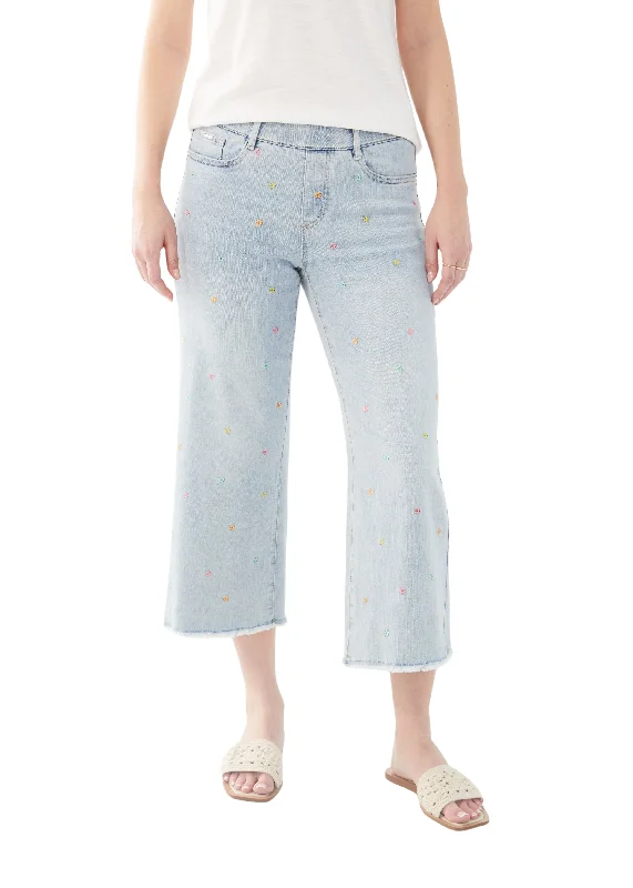 Pull-On Wide Crop Pants Formal Stretch Pants