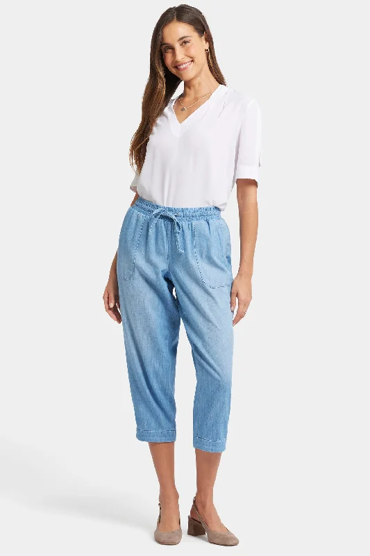 Relaxed Drawstring Cargo Pull-On Pants - Riviera Sky Comfortable Jogger Trousers