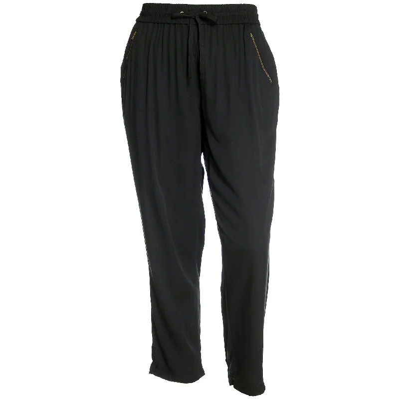 Style & Co Black Straight Leg Zipper Pocket Pull On Pants Chic Black Leggings
