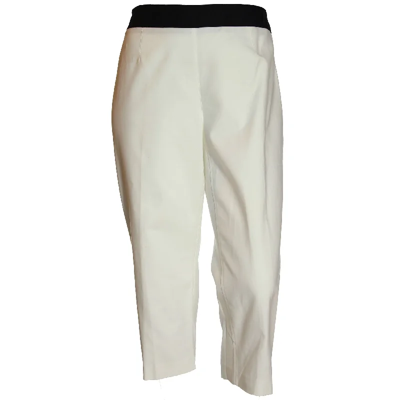 Style & Co White Side Zip Relaxed Capri Pants Trendy Printed Leggings