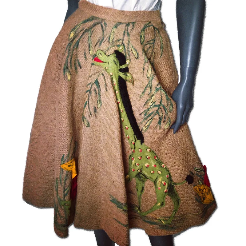 1950s Burlap Appliquéd Circle Skirt vintage skirt charm