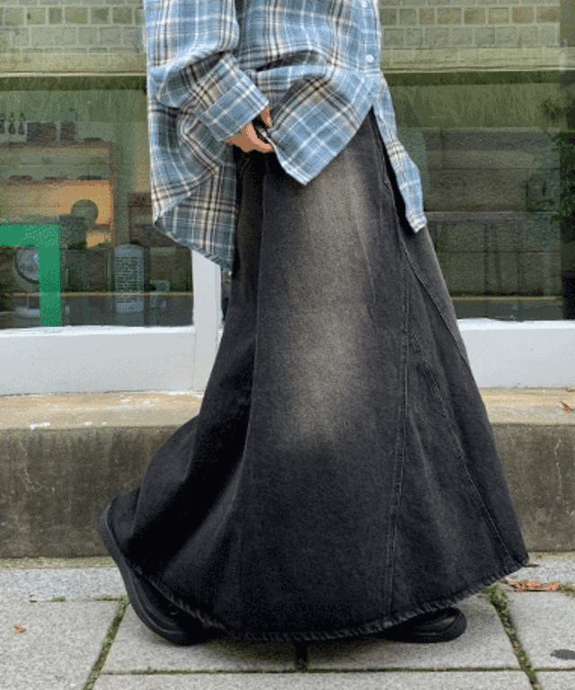 Rocher Maxi Denim Skirt lace skirt intricate