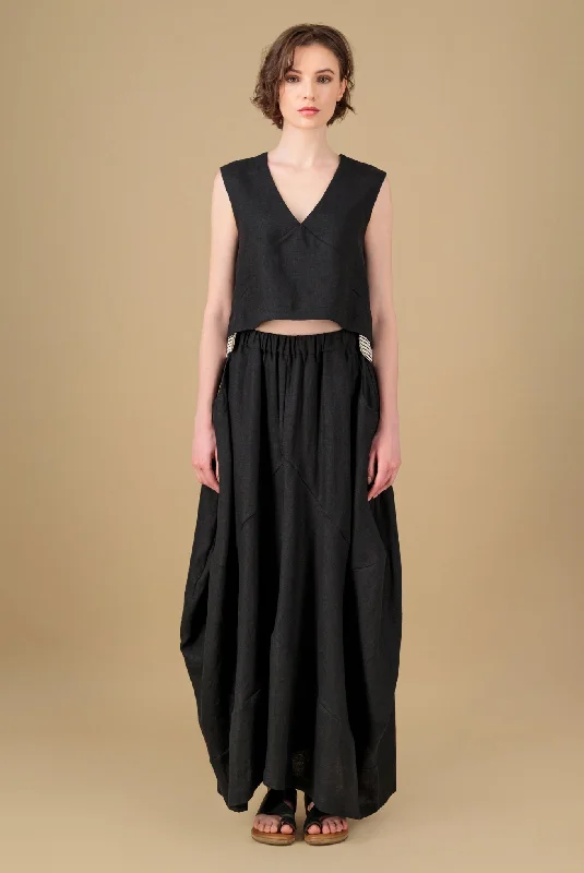 Amarina Linen Skirt Black silk skirt lustrous