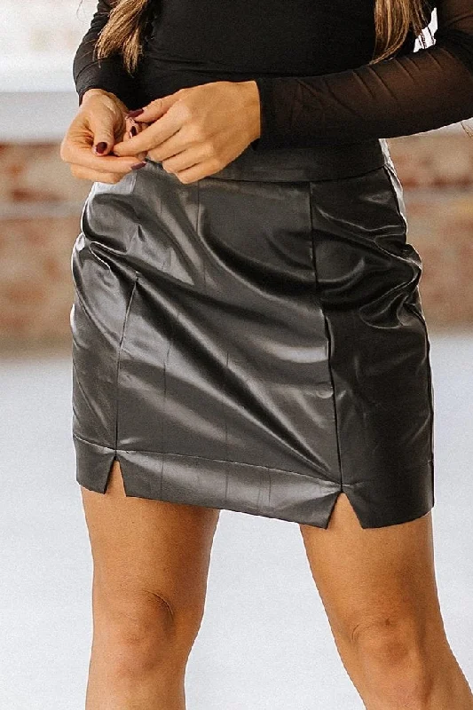 Arianna Leather Side Slit Mini Skirt | S-XL velvet skirt rich