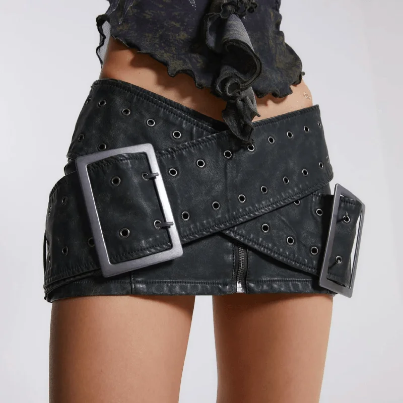 Astral Amethyst Belted Wrap Mini Skirt tiered skirt playful
